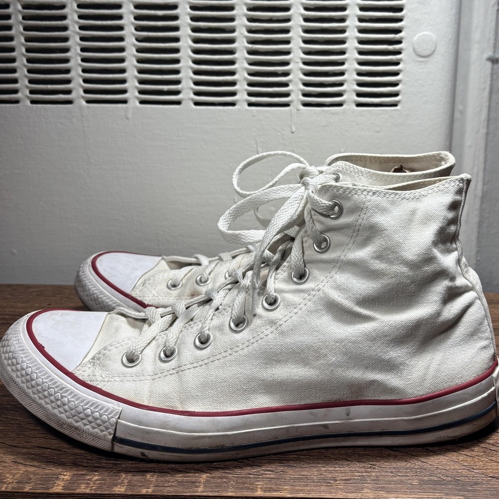 Converse Chuck Taylor All Star High Top Shoes Mens 11.5 Womens 13.5 White Canvas - Picture 4 of 13